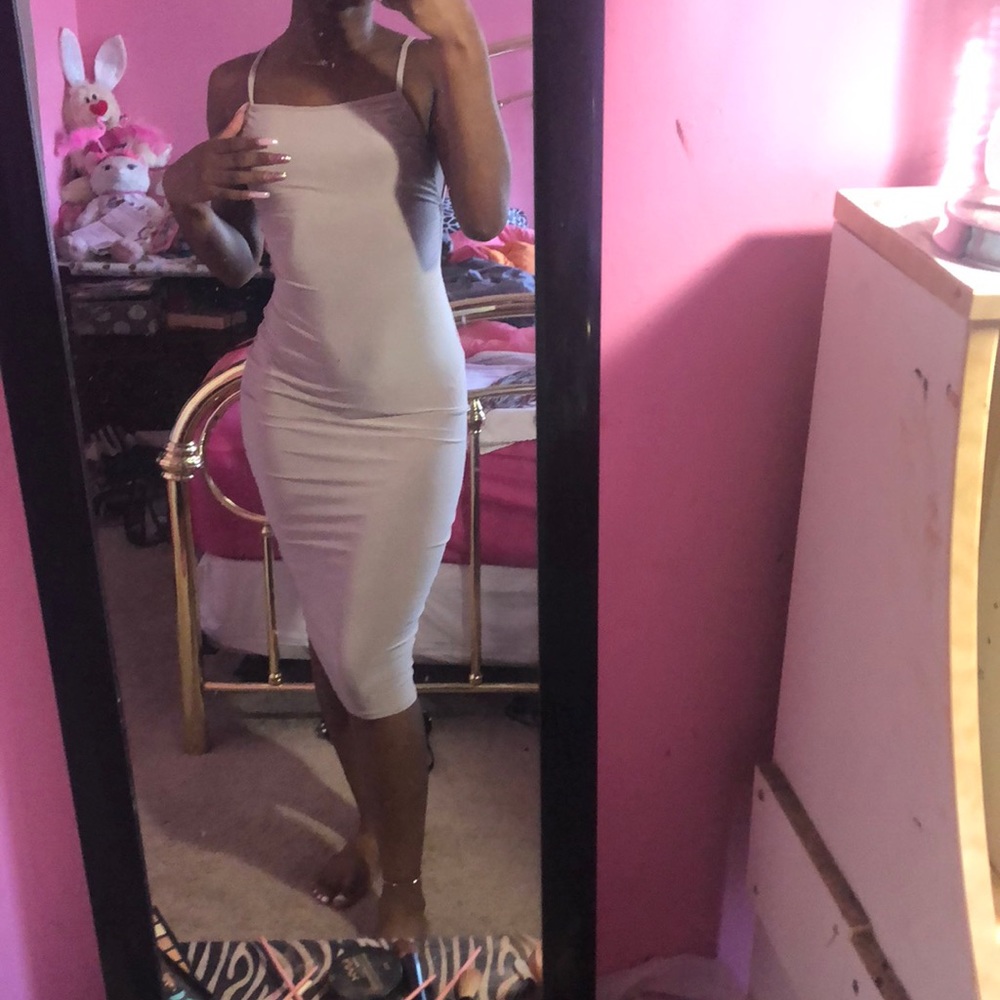 Nude Backless Midi Dress